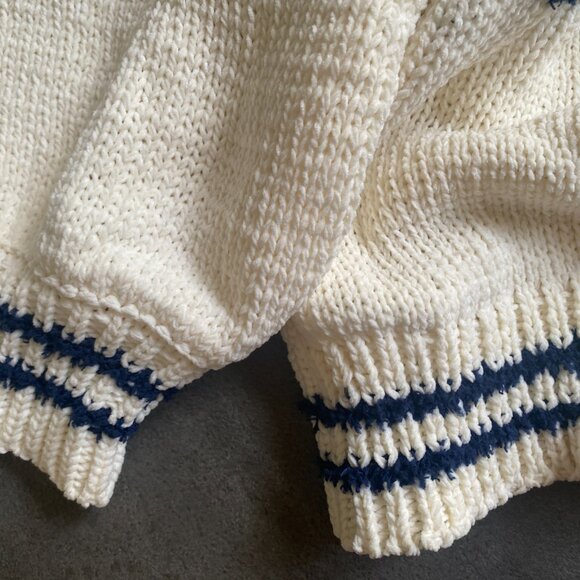 POL Cream and Navy Striped Cardigan with Floral Accents - Picture 6 of 12